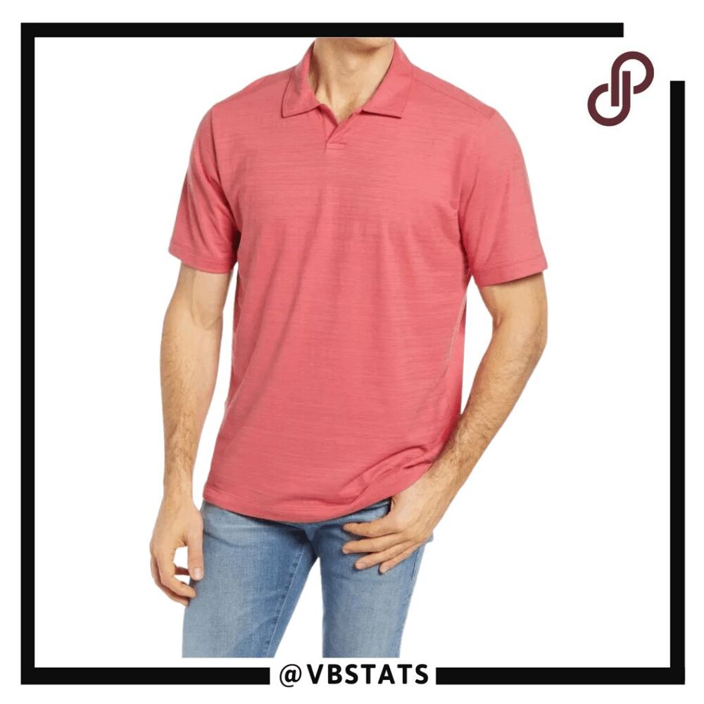 Tommy Bahama Men's Short-sleeve Pima Cotton Slub‎ Knit Polo Shirt Red Large